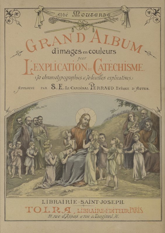 Title Page for Grand Album of Images in Color for the Explanation of the Catechism by French School