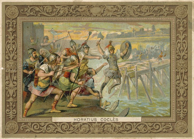 Trade card depicting Horatius Cocles by French School