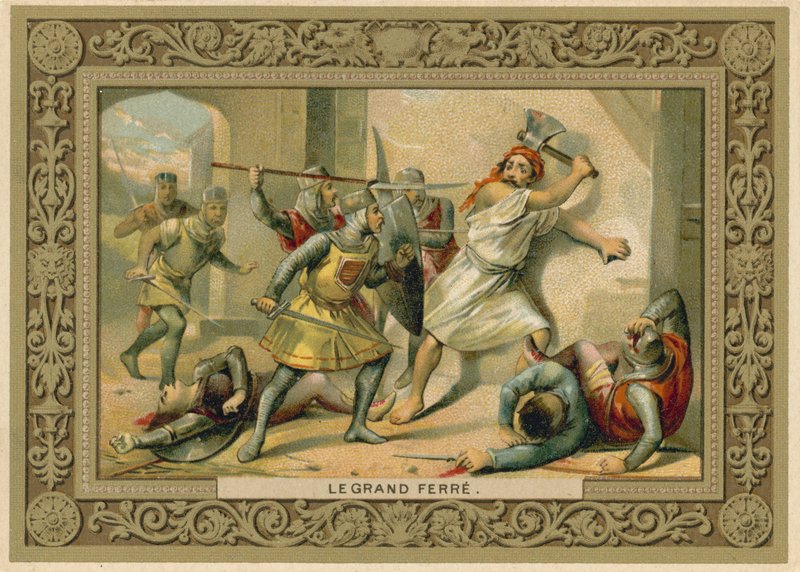 Trade card depicting Le Grand Ferre by French School