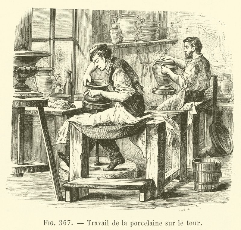 Porcelain Work on the Lathe by French School