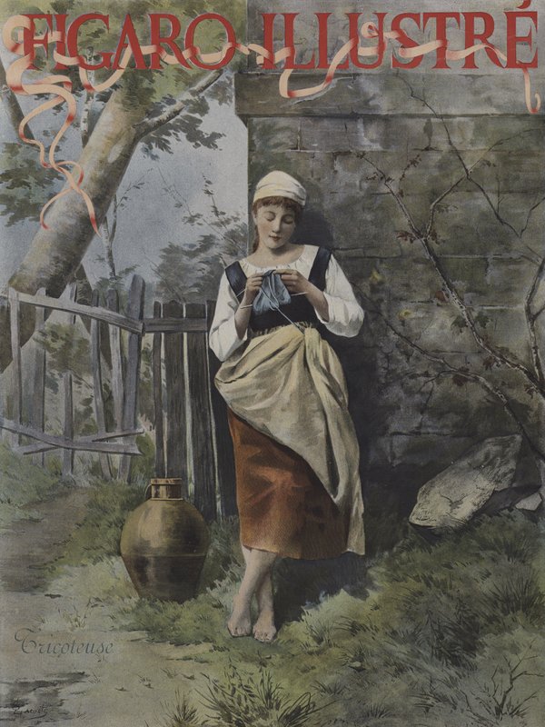 Tricoteuse (Knitter). Cover of Le Figaro Illustre, September 1896 by French School