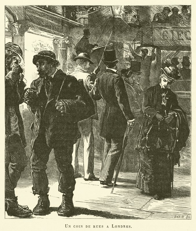 A Corner of the Streets in London (engraving) by French School