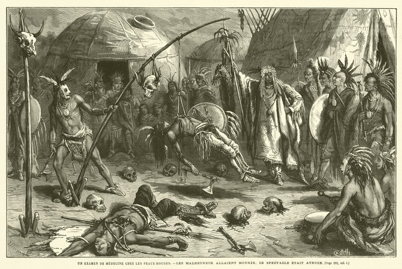 A Medical Examination Among the Red Indians (engraving) by French School
