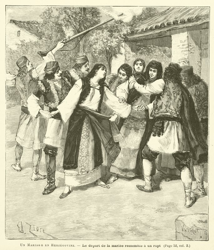 A Wedding in Herzegovina (engraving) by French School