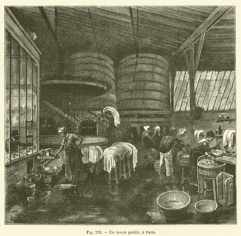 A Public Laundry in Paris (engraving) by French School