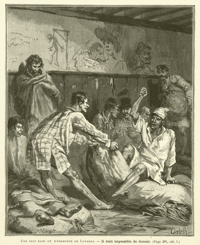 A Night in a London Workhouse (engraving) by French School