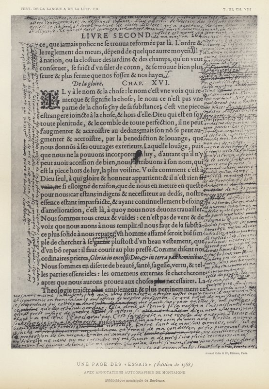 A Page from the Essays, 1588 Edition, with Autograph Annotations by Montaigne by French School