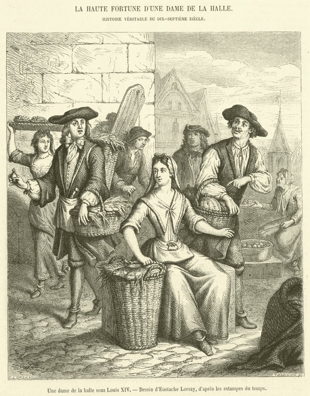 A Lady of the Market under Louis XIV (engraving) by French School