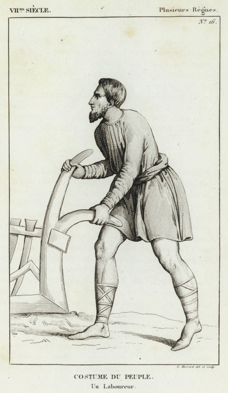 7th Century, Various Reigns, Costume of the People, A Farmer (engraving) by French School