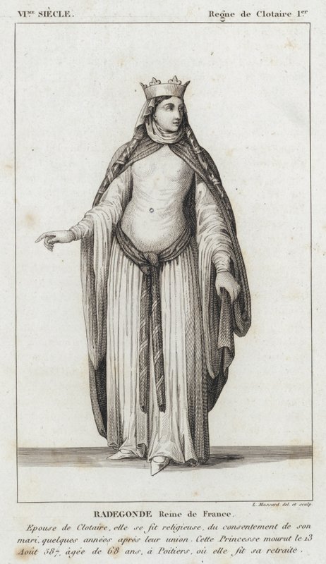 6th Century, Reign of Clotaire I, Radegonde, Queen of France (engraving) by French School