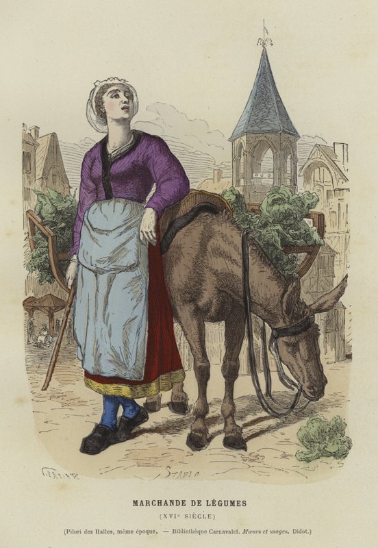 Vegetable seller, 16th Century by French School