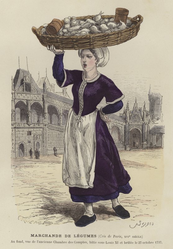 Vegetable seller, 16th Century by French School