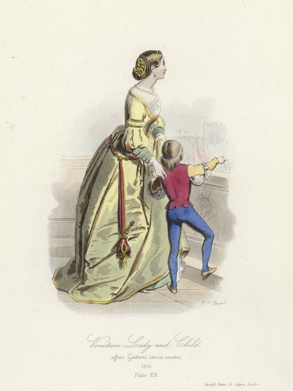 Venetian lady and child by French School