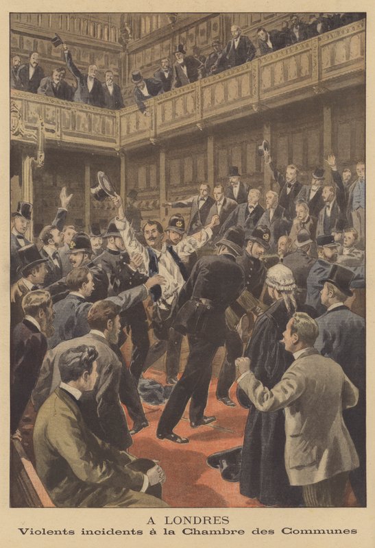 Violent incident in the House of Commons in London by French School