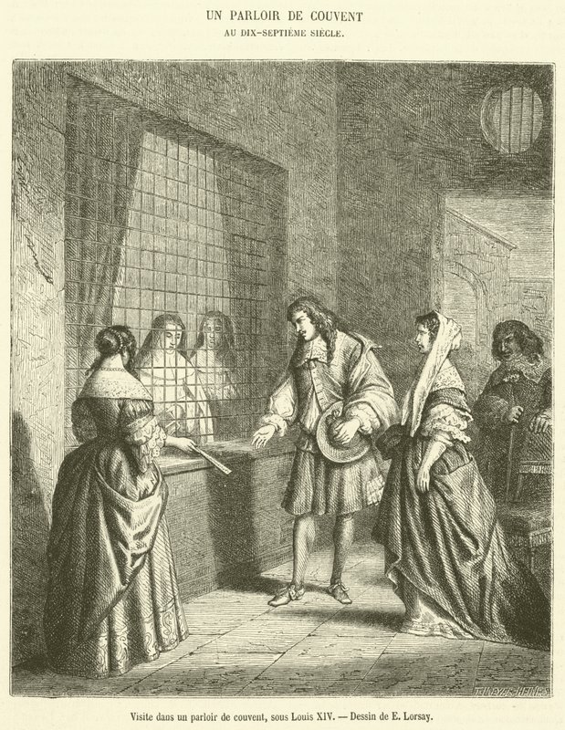 Visit in a Convent Parlor, under Louis XIV (engraving) by French School