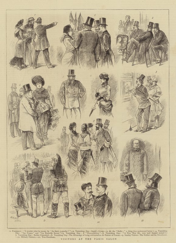 Visitors at the Paris Salon by French School