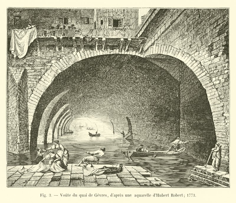 Vault of quai de Gevres, after a watercolor by Hubert Robert, 1773 by French School