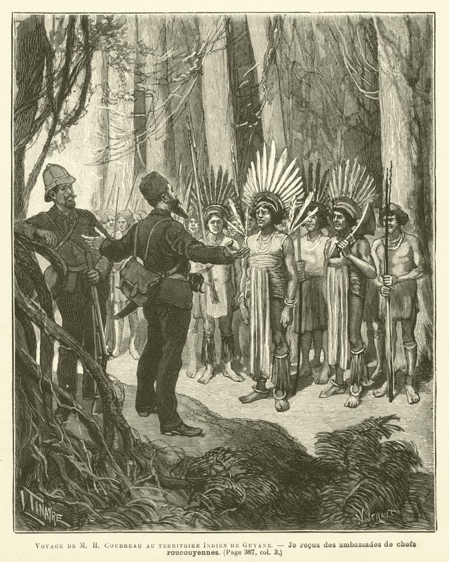 Journey of M H Coudreau to the Indian Territory of Guyana (engraving) by French School