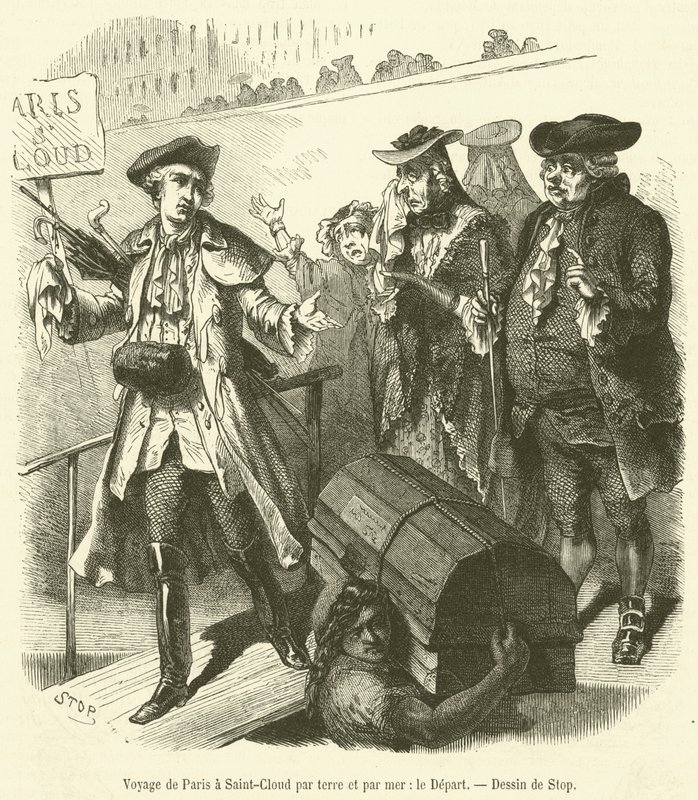 Journey from Paris to Saint-Cloud by land and sea, the Departure by French School