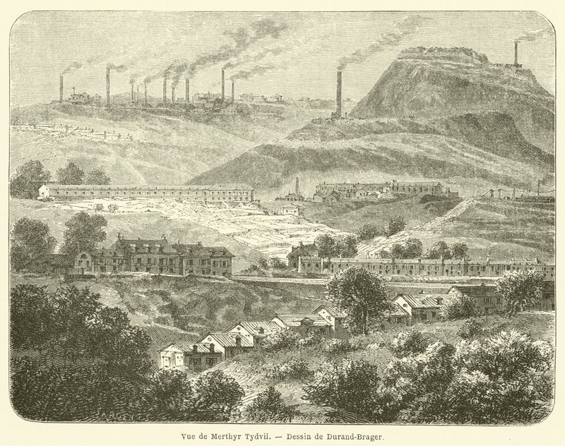 View of Merthyr Tydvil (engraving) by French School