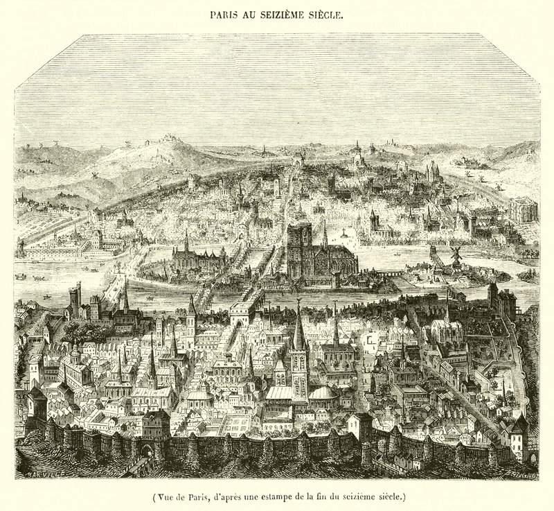 View of Paris, from a Print of the Late Sixteenth Century by French School