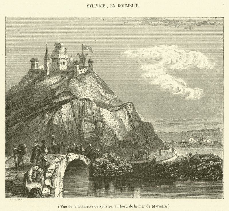 View of the Fortress of Silivri on the Marmara Sea (engraving) by French School