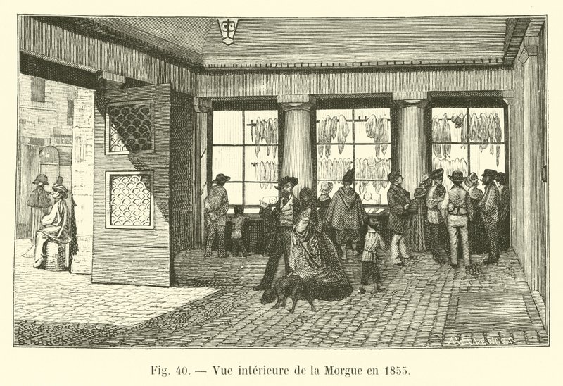 Interior View of the Morgue in 1855 by French School
