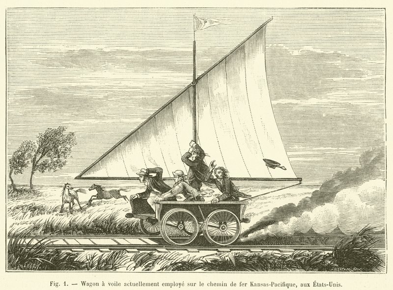 Sail Wagon Currently Used on the Kansas-Pacific Railroad, United States by French School