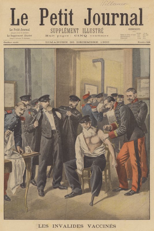 War veterans receiving smallpox vaccinations by French School
