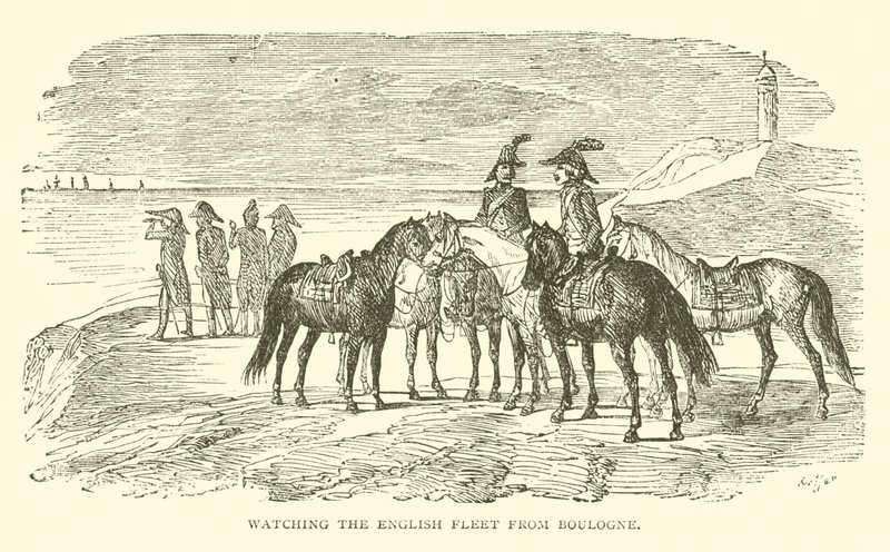 Watching the English fleet from Boulogne by French School
