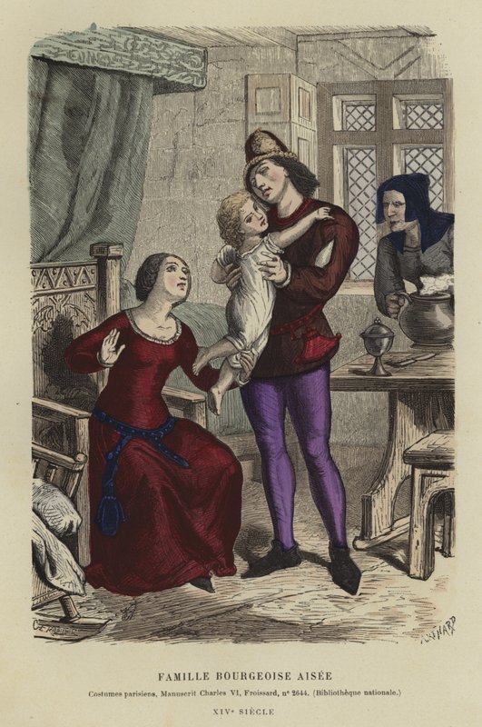 Wealthy bourgeois family, 14th Century by French School