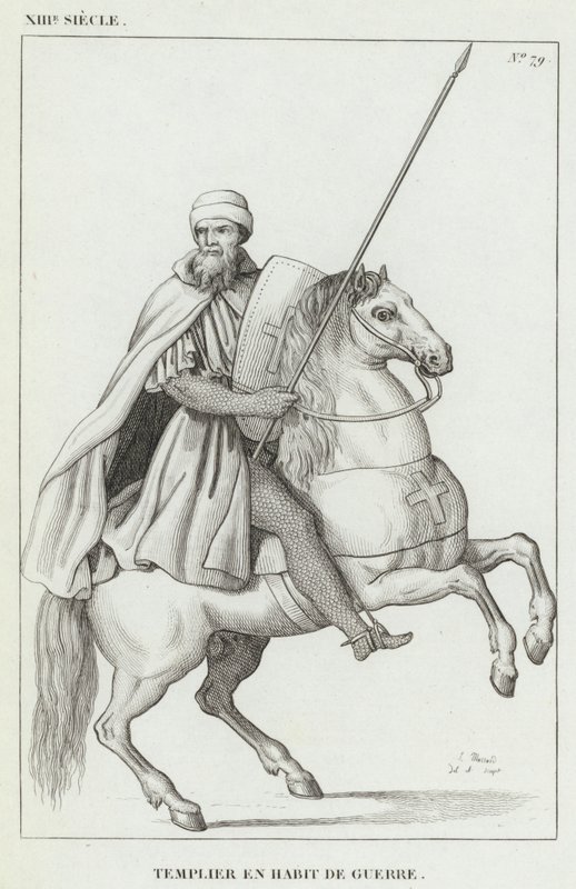 13th Century, Templar in War Habit (engraving) by French School