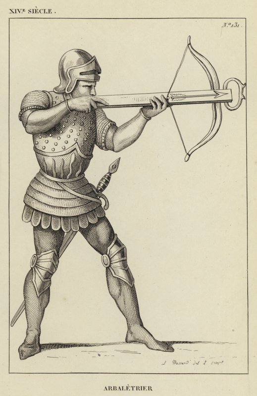 14th Century, Crossbowman (engraving) by French School