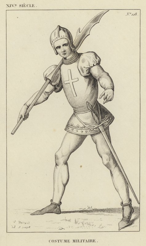 14th Century, Military Costume (engraving) by French School