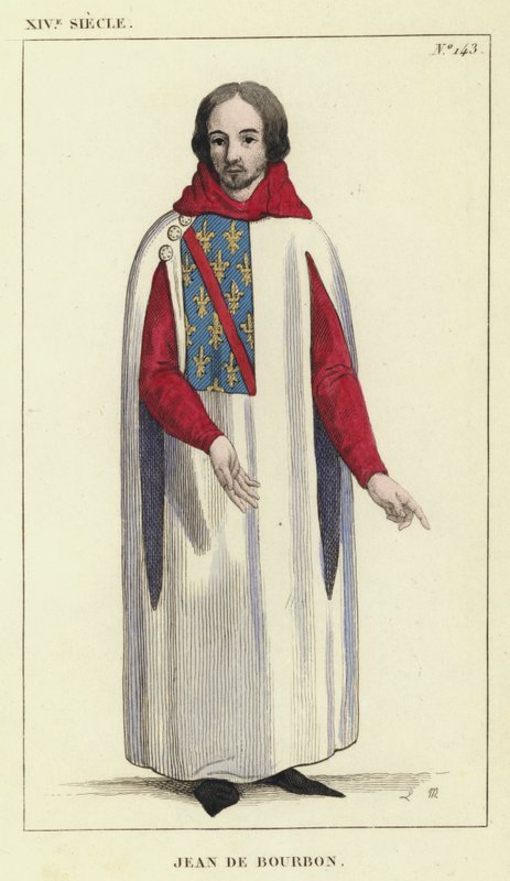 14th Century, Jean de Bourbon (colored engraving) by French School