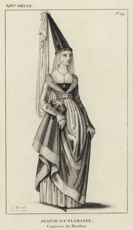 14th Century, Jeanne the Flemish, Countess of Montfort (engraving) by French School