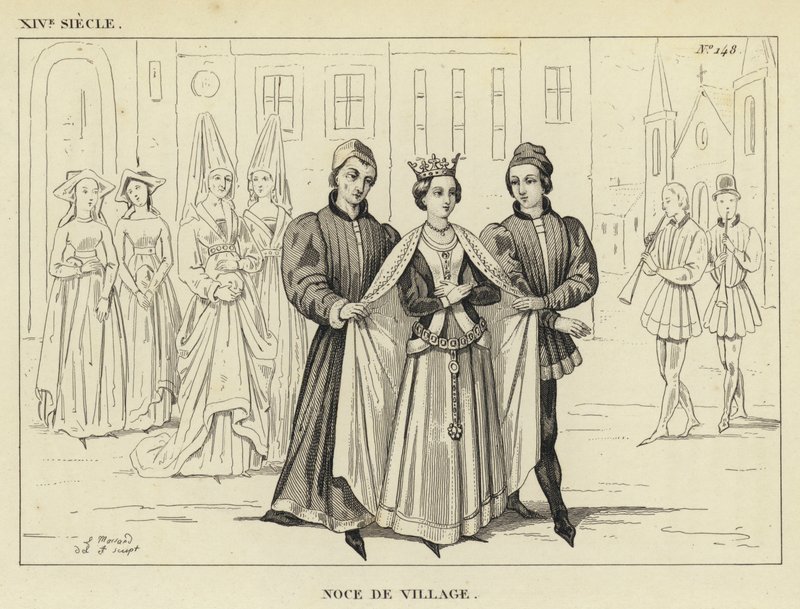 14th Century, Village Wedding (engraving) by French School