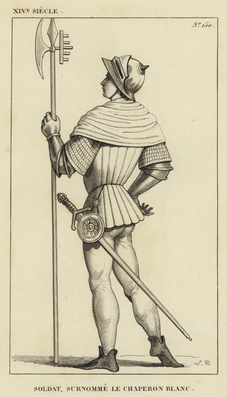 14th Century, Soldier, Nicknamed the White Hood (engraving) by French School