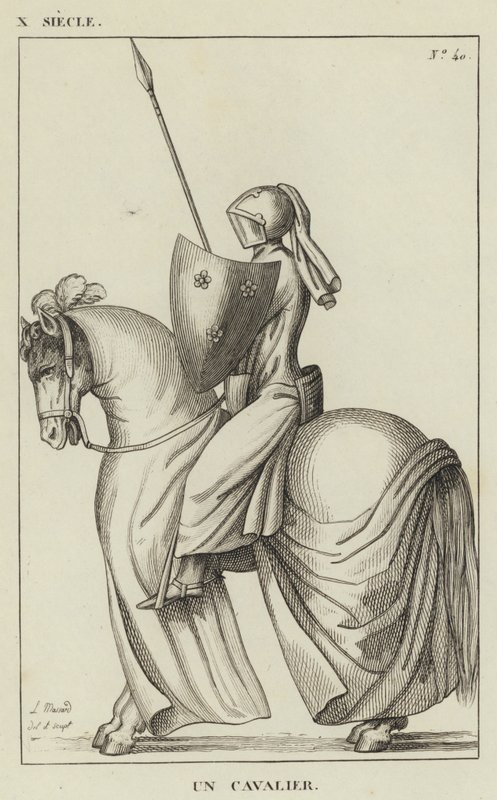 10th Century, A Horseman (engraving) by French School