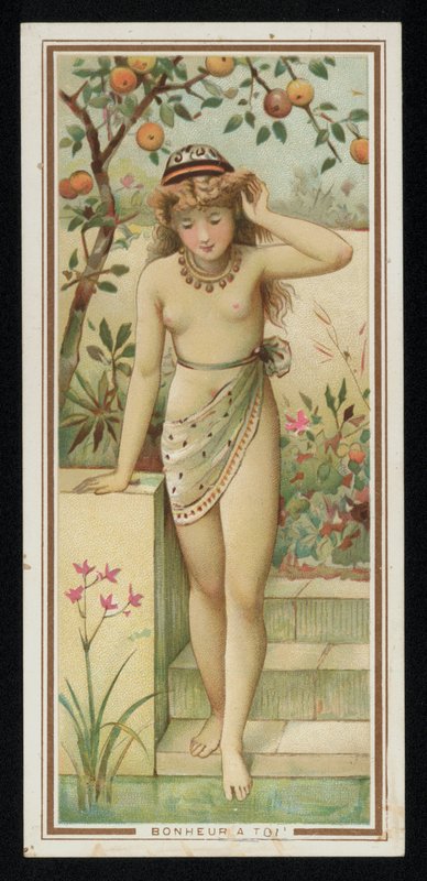Young Woman in a Garden, Greetings Card by French School