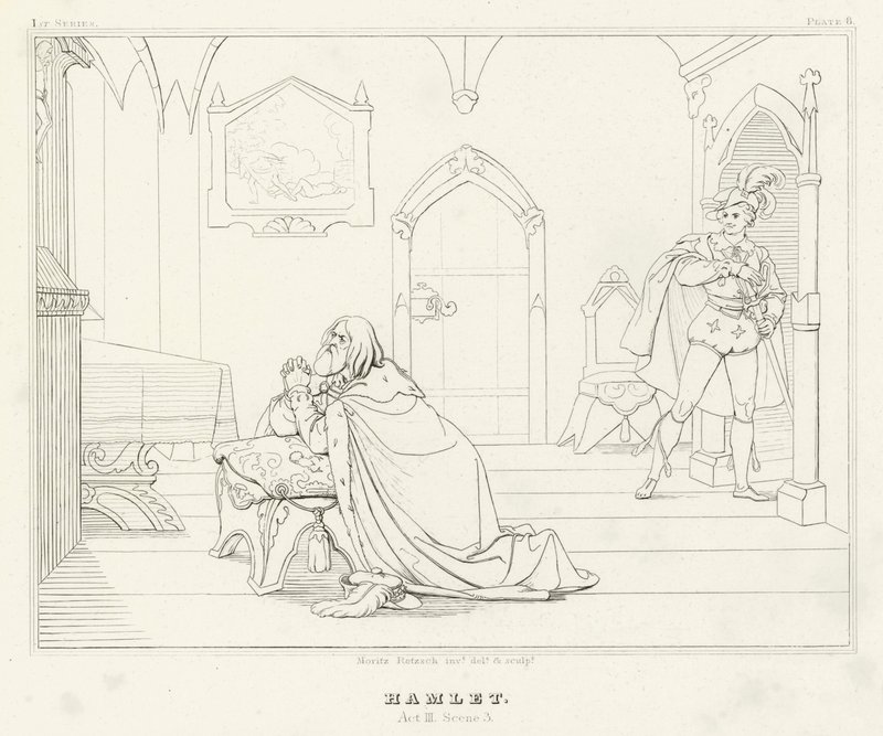 Hamlet, Act III, Scene 3 by Friedrich August Moritz Retzsch