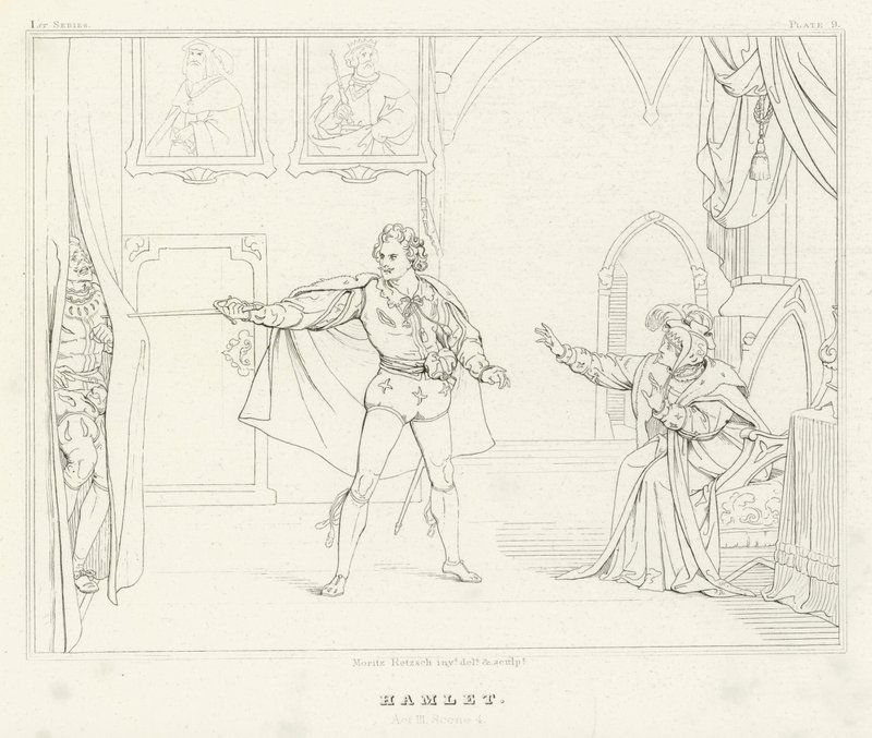 Hamlet, Act III, Scene 4 by Friedrich August Moritz Retzsch
