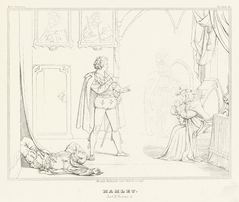 Hamlet, Act III, Scene 4 by Friedrich August Moritz Retzsch