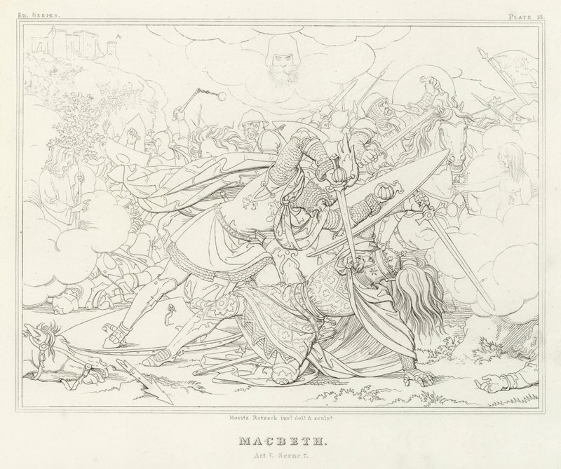 Macbeth, Act V, Scene 7 (engraving) by Friedrich August Moritz Retzsch