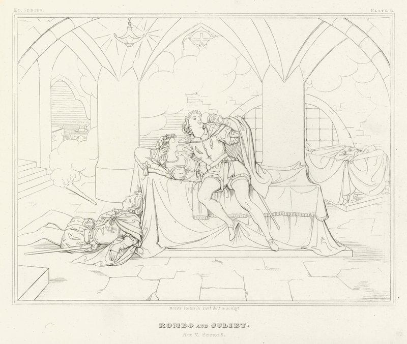 Romeo and Juliet, Act V, Scene 3 by Friedrich August Moritz Retzsch