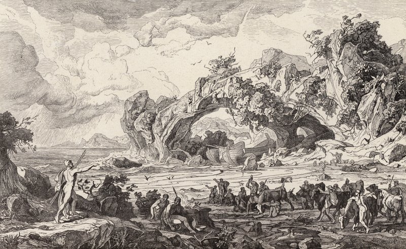 Killing of the sacred cattle of Helios by Friedrich the Elder Preller