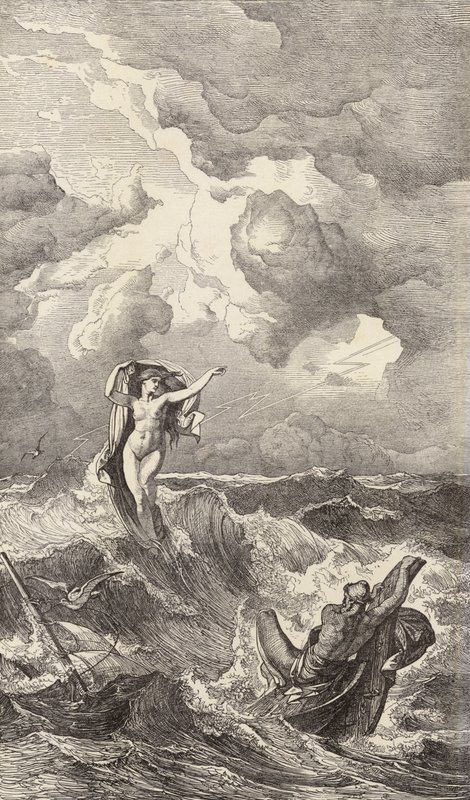Leucothea and Odysseus by Friedrich the Elder Preller