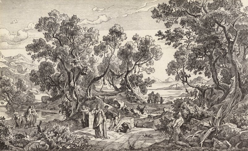 Nausicaa and Odysseus by Friedrich the Elder Preller