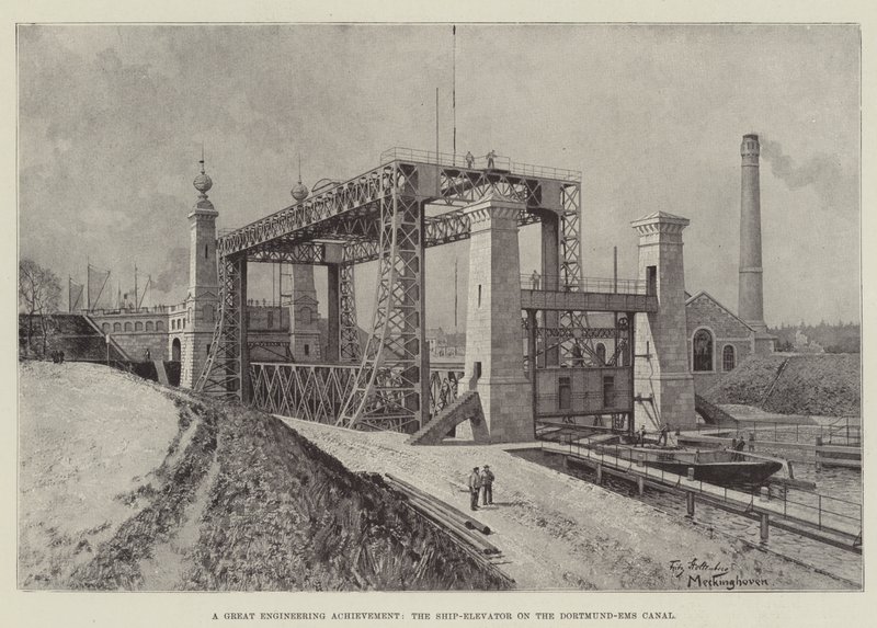 A Great Engineering Achievement, the Ship-Elevator on the Dortmund-Ems Canal by Fritz Stoltenberg