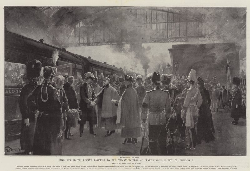 King Edward VII Bidding Farewell to the German Emperor at Charing Cross Station on 5 February by G.S. Amato